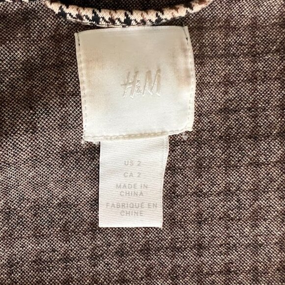 H&M Women’s Brown Plaid Blazer Button Pockets, Size 2, - Picture 8 of 13